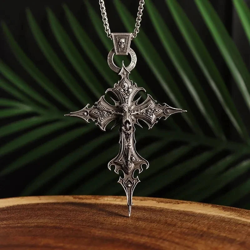 Dante Purgatory Cross Necklace Vintage Christian Passion Jesus Cross Pendant Male and Female Catholic Amulet Jewelry Gift