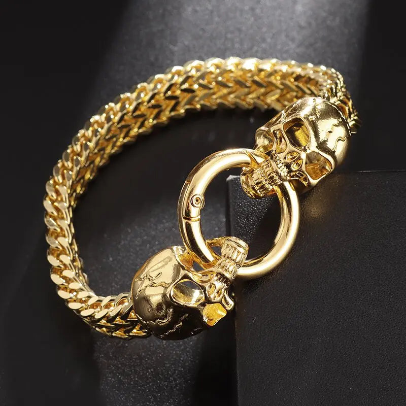 Hot Selling Classic Fashion Punk Stainless Steel Skull Bracelet Men\\\'s Charm Gothic Bracelet Jewelry Gift