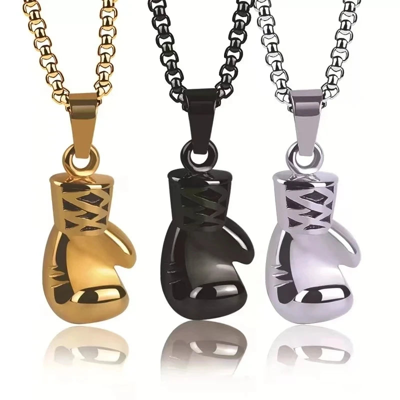 Fashion Boxing Gloves Solid Color Pendant Men's Sports Casual Jewelry Hip Hop Necklace Street Black Boxing Gloves Necklace