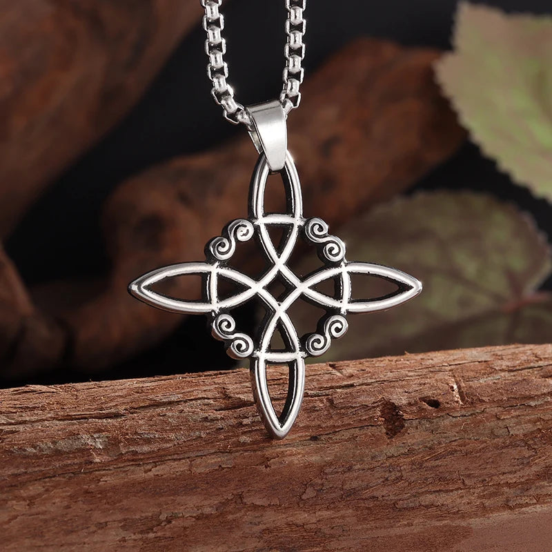 Trendy Witchcraft Witch Knot Necklace Celtic Irish Protection Knot Pendant Men Women Trending Amulets Jewelry Gifts